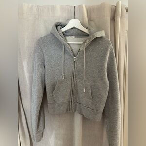 Cropped Brandy Melville gray zip up hoodie